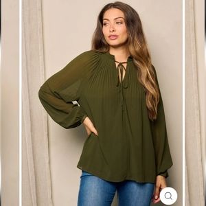 Olive Green long sleeve top.
